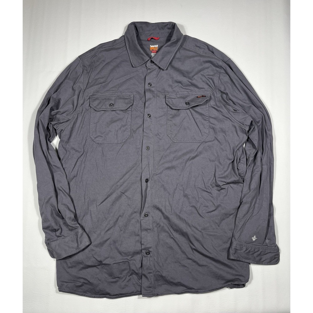 Timberland Pro FR Shirt Mens 3XL Tall Gray CAT2 Flame Resistant Button